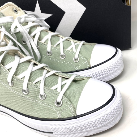 Converse Ctas Lift Platform Women's Sneakers Canvas Light Green High Top A03541C - Picture 7 of 10